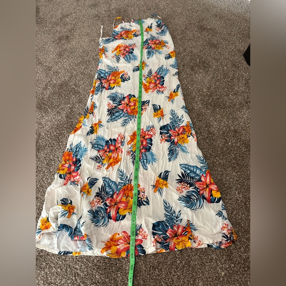 Emory Park Blue and Orange Hawaiian Patterned midi slip dress. - Picture 13 of 13